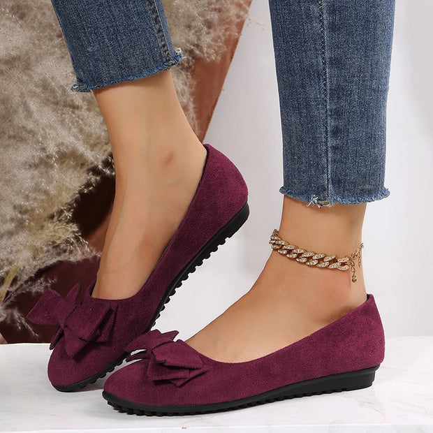 Rubber Plus Size Flat Casual Shoes Women Bow Round Head