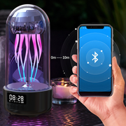 Creative 3in1 Colorful Jellyfish Lamp With Clock Luminous Portable Stereo Breathing Light Smart Decoration Bluetooth Speaker