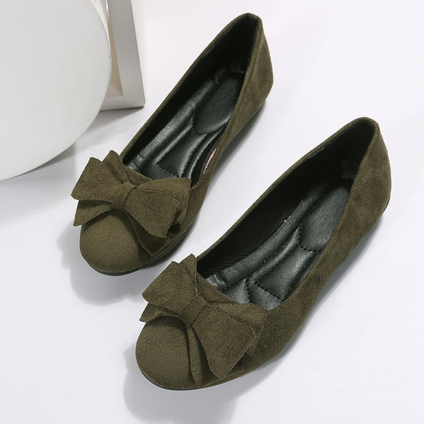 Rubber Plus Size Flat Casual Shoes Women Bow Round Head