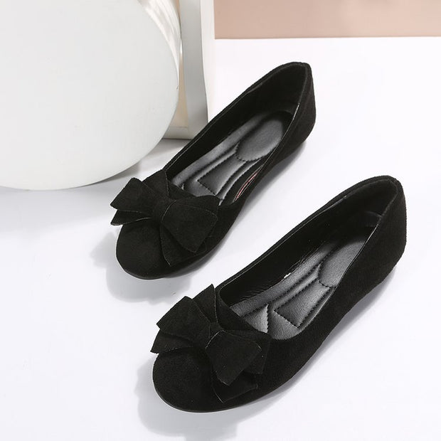 Rubber Plus Size Flat Casual Shoes Women Bow Round Head