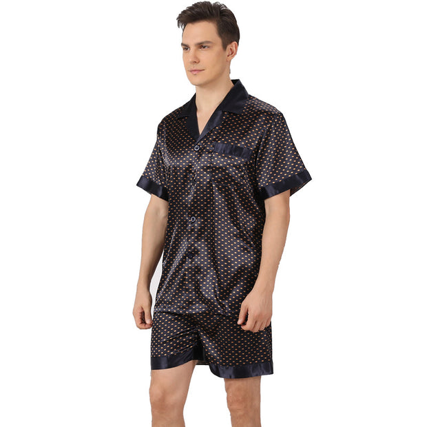 Men's Summer Printed Short-sleeved Shorts Pajamas