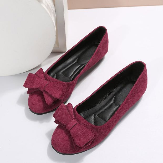 Rubber Plus Size Flat Casual Shoes Women Bow Round Head